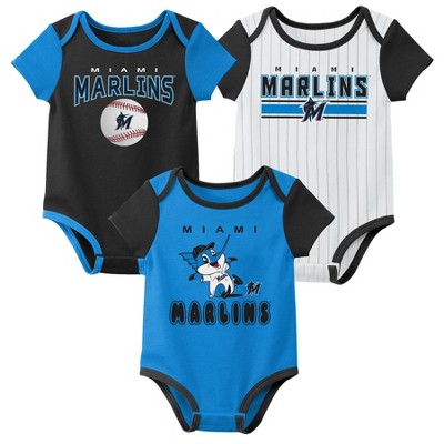 Image of MLB Miami Marlins Baby Boys' 3pk Bodysuit Set - 6-9M