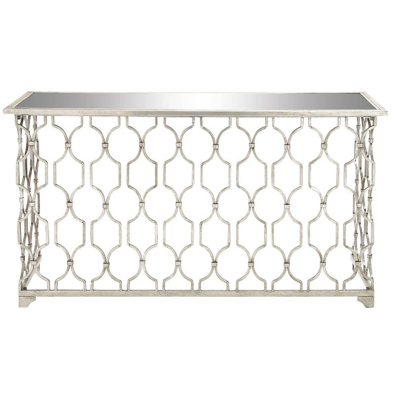 Contemporary Metal Pattern Console Table Silver - Olivia &#38; May, 4 of 29
