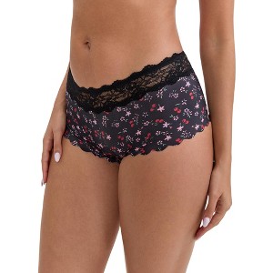 INSPIRE CHIC Women's Ice Silk Lace Trim Mid-Waisted Hip-Lifting Full Coverage No Trace Breathable Panties - 1 of 4
