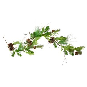 Northlight Real Touch™️ Mixed Pine with Pine Cones Artificial Christmas Garland - 5' x 4" - Unlit - 1 of 4
