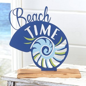 The Lakeside Collection Beach Time Seashell-Look Tabletop Sign - Indoor Summer Accent 4 Pieces - 1 of 4