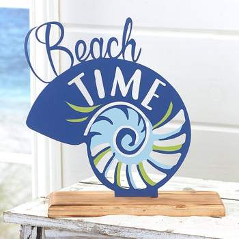 The Lakeside Collection Beach Time Seashell-Look Tabletop Sign - Indoor Summer Accent 4 Pieces