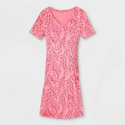 Image of Short Sleeve Side Shirred Maternity Dress - Isabel Maternity by Ingrid & Isabel™ Pink Floral Print S