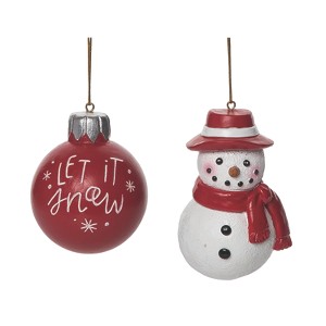 Transpac Resin Let It Snow Ornament Set of 2 Christmas Home Decorations - 1 of 2