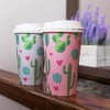 Blue Panda 48-Pack Cactus Insulated Disposable Coffee Cups with Lids, 16oz Paper Hot Cup to for Baby Shower, Birthday, Bridal Party - 3 of 4