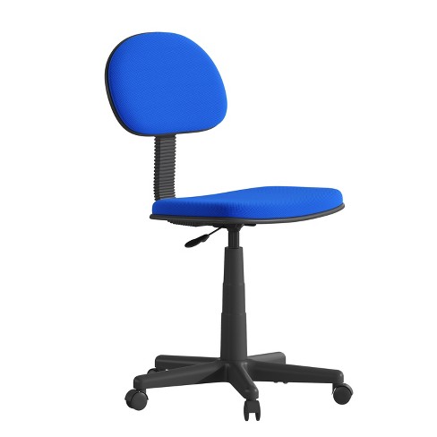 Adjustable Armless Padded Back Office Desk Computer Swiveling Task Chair Blue 