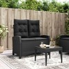 vidaXL Garden Bench Adjustable with Cushion Black Poly Rattan - 2 of 4