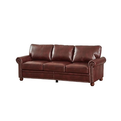 NicBex 82.68 Inch Faux Leather Storage 3-Seat Upholstered Sofa for Living Room,Small Space,Office,Apartment