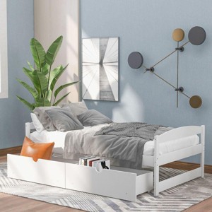 Streamdale Twin size platform bed, with two drawers, White - 1 of 4