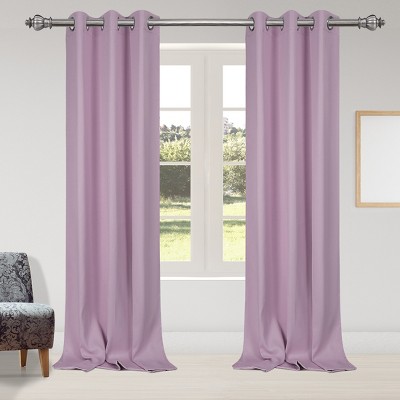 2 Pcs 42 x 95 Inch Solid Blockout Thermal Insulated Grommet Curtain Panels Purple - PiccoCasa