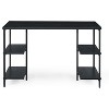 Writing Computer Desk with 4 Storage Shelves, 47" Wood Table Metal Frame for PC Laptop Notebook, Computer Table Study Desk Black - 3 of 4