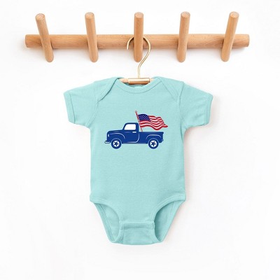 The Juniper Shop Truck With Flag Baby Bodysuit