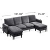 FONTOI U-shaped Sofa with Storage Chaise, 3-Seat Sofa Couch with Cup Holders for Living Room Apartment, Gray, 101.06"*35.43"*52.36" - 2 of 4