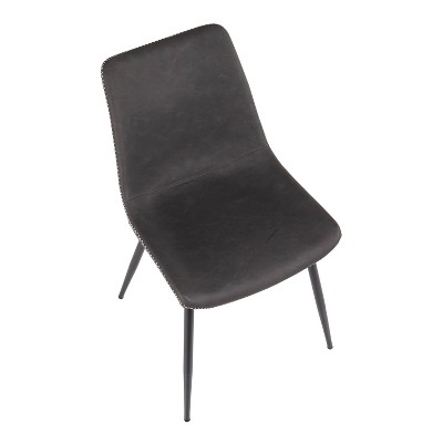 Gray Faux Leather Upholstered Side Chair with Metal Legs, Set of 2