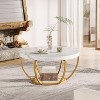 CAVINAS Industrial Style 2-Tier Round Wood Coffee Table with Storage,Accent Center Table for Living Room,Living Room Furniture - 2 of 4