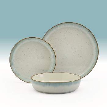 12pc Stoneware Hanover Sea Dinnerware Set Green - Tabletops Gallery