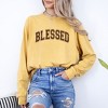 Simply Sage Market Women's Blessed Varsity Long Sleeve Garment Dyed Tee - 2 of 4