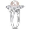 EVERLY JEWELRY | Sterling Silver 8.5-9mm Cultured Freshwater Pearl and 1 1/3 CT TGW Created White Sapphire Floral Pearl Ring - 2 of 4