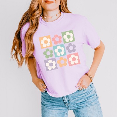 Simply Sage Market Checkered Flowers Boxy Crop Top