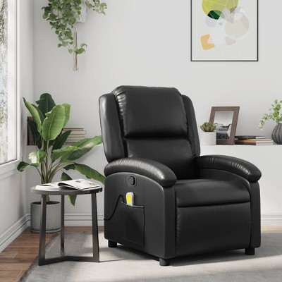 VidaXL Massage Recliner Chair Black Faux Leather