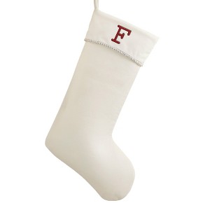 Personalization Mall Classic Christmas Embroidered Initial Ivory Christmas Stockings - 1 of 3