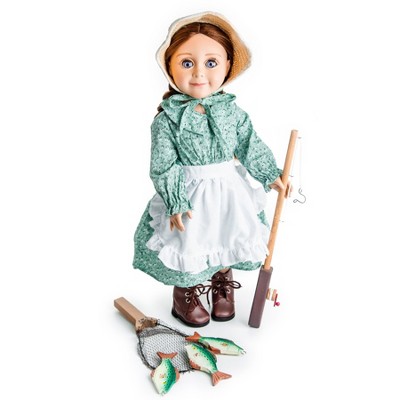 The Queen's Treasures 18 In Doll  Little House Prairie Outfit & Fishing Set