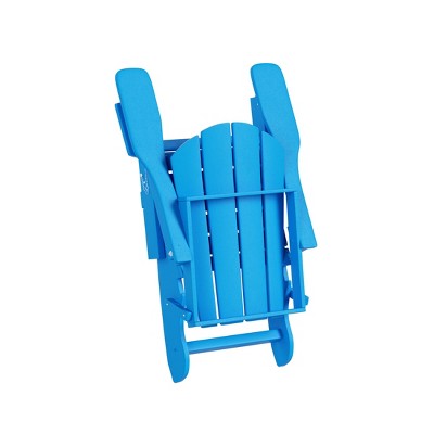 Pacific Blue HDPE Outdoor Adirondack Chair Set with Ottoman and Side Table