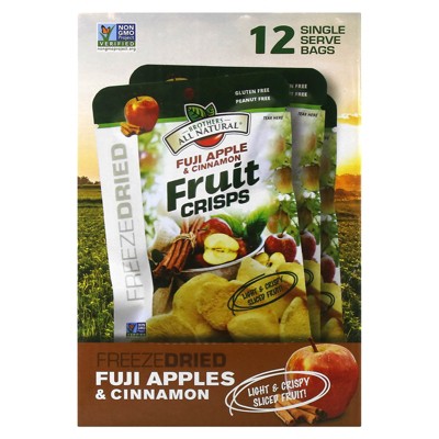 Brothers-All-Natural Fruit Crisps, Fuji Apple & Cinnamon, 12 Single Serve Bags, 0.35 oz (10 g ) Each