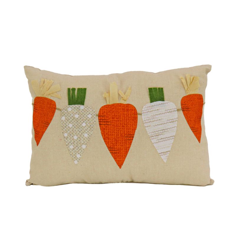 National Tree Company String of Carrots Decorative Pillow, Beige, Easter Collection, 18 Inches, 1 of 5