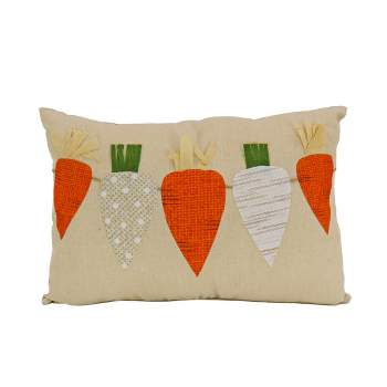 National Tree Company String of Carrots Decorative Pillow, Beige, Easter Collection, 18 Inches
