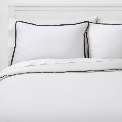 Full/Queen Hotel Border Frame Comforter & Sham Set White/Black - Threshold Signature™