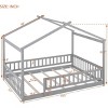 Streamdale Full Size Wood Bed House Bed Frame with Fence, for Kids, Teens, Girls, Boys,Gray - 3 of 4