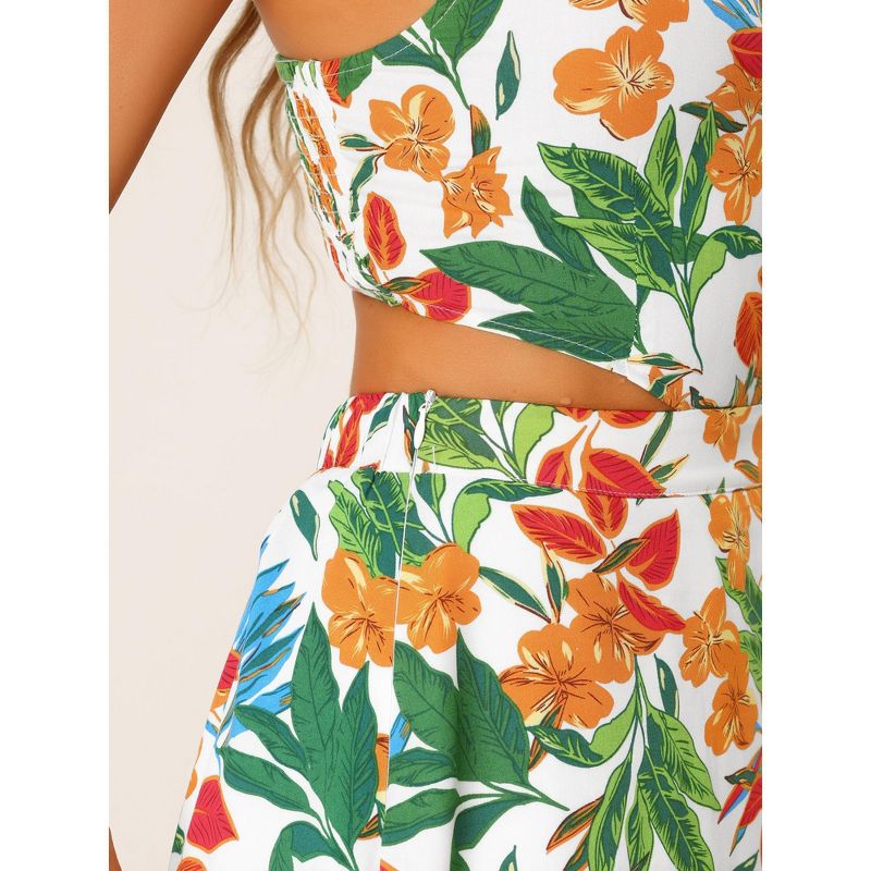 Allegra K Women's Tropical Summer Floral Cutout Waist Midi Sundress, 5 of 6