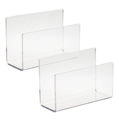 Juvale 2 Pack Clear Acrylic Mail Organizer, Letter Holder for Desk, 6 x 4 x 2.5 Inches
