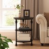 CuisinSmart 3 Tiers Round End Table with Storage Shelves, Rustic Round Farmhouse Side Table with Mental Support Legs for Living Room Bedroom - 4 of 4