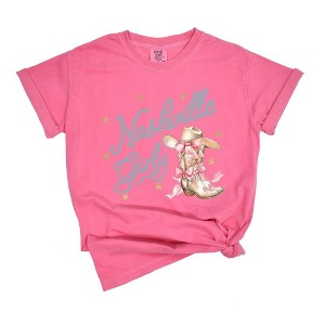 Simply Sage Market Women's Coquette Nashville Girly Short Sleeve Garment Dyed Tee - 1 of 3