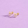 Girls' Clear CZ Encrusted Mouse Screw Back 14k Gold Earrings - In Season Jewelry - 4 of 4
