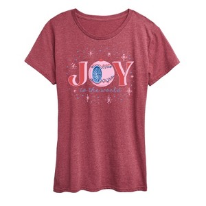 Women's - Instant Message - Christmas Joy To The World Sparkle Short Sleeve Graphic T-Shirt - 1 of 4