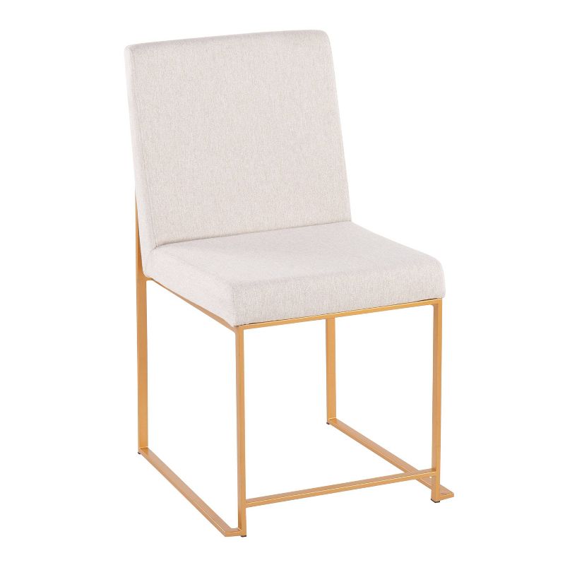 Set of 2 Highback Fuji Polyester/Steel Dining Chairs Gold/Beige - LumiSource, 3 of 11