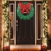 LuxenHome 3Ft Round Lighted Green Wreath with Red Bow Outdoor Holiday Decoration - 4 of 4