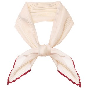 INSPIRE CHIC Women's Pleated Chiffon Contrast Color Trim Semi Sheer Stretchy Gauze Neck Scarves 1Pc - 1 of 4