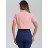 Allegra K Women's Turndown Collar Short Sleeves Crop Casual Jean Jacket - 3 of 4