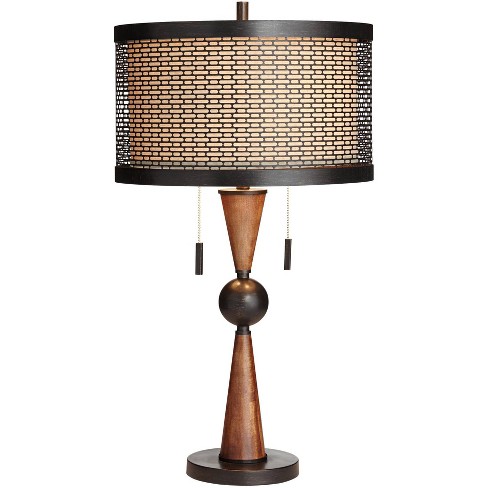 Rustic Farmhouse Table Lamp, Double Bulb Table Lamp Shade
