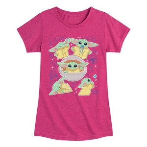 Girls' - The Mandalorian - Grogu Stickers Fitted Short Sleeve Graphic T-Shirt - 1 of 4