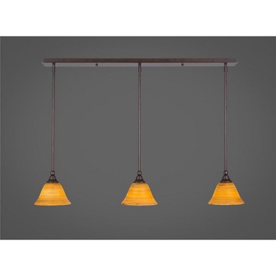 Toltec Lighting Any 3 - Light Chandelier in  Bronze with 7" Firré Saturn Shade