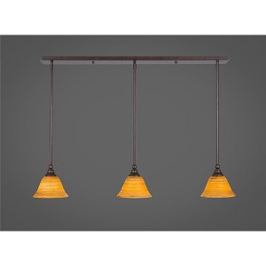Toltec Lighting Any 3 - Light Chandelier in  Bronze with 7" Firré Saturn Shade - 1 of 1