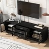 68.9" Modern Minimalist TV Stand with Adjustable Shelves, Sideboard Cabinet with Cable Management, and Arched Glass Doors for Living Room - 3 of 4
