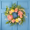 Northlight Rose and Peony Artificial Floral Spring Wreath, Pink and Yellow - 22-Inch - 2 of 4