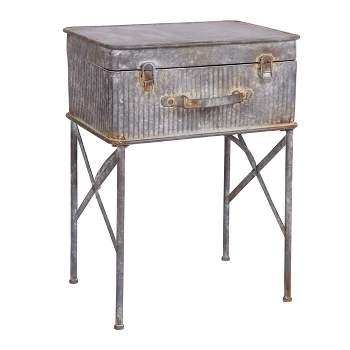 Distressed Metal Suitcase Side/End Table - Foreside Home and Garden