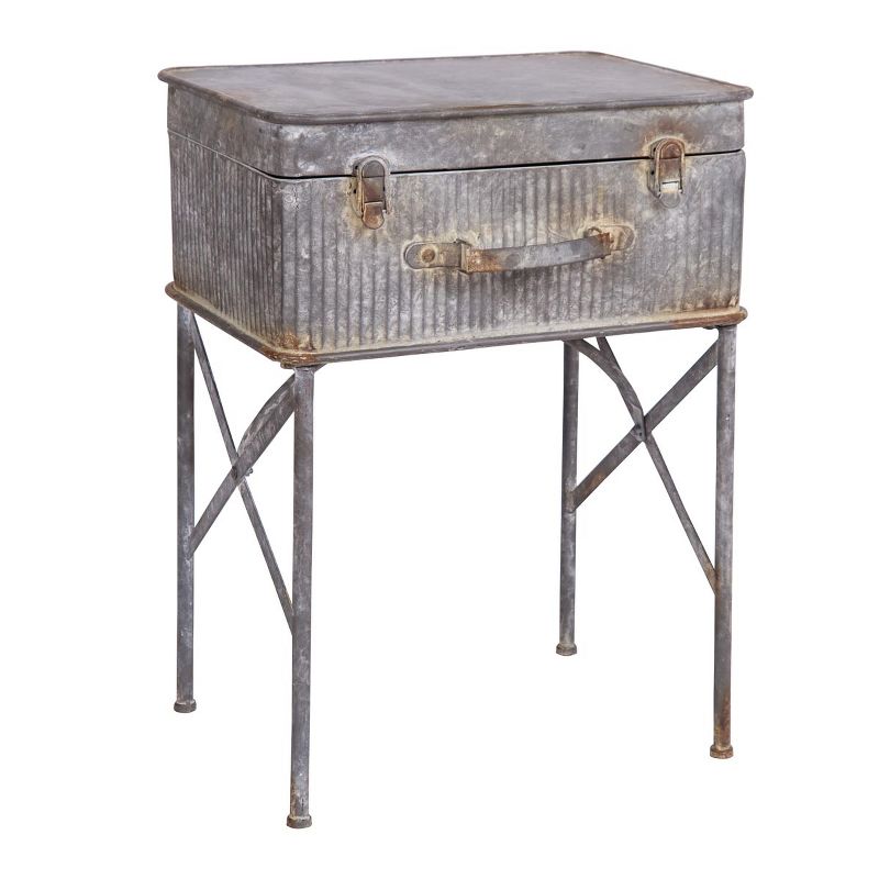 Distressed Metal Suitcase Side/End Table - Foreside Home and Garden, 1 of 6